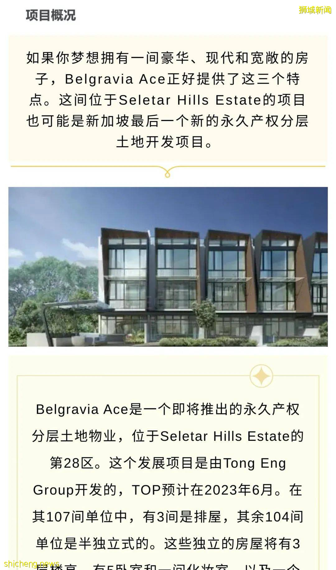 Belgravia Ace 新加坡豪华联排即将登场