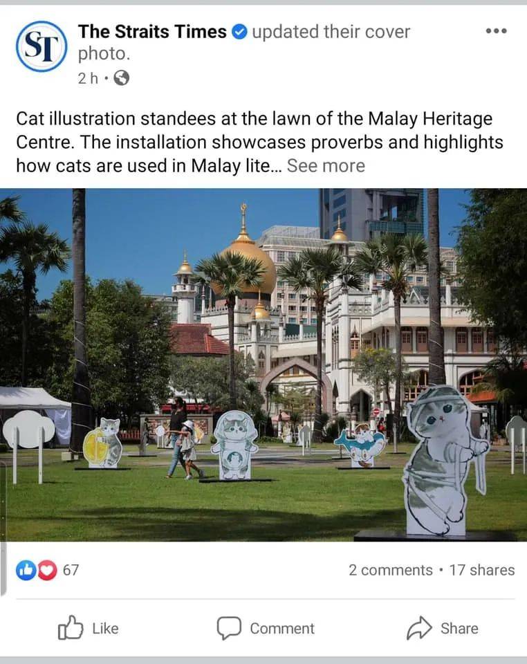 来马来文化馆户外草坪,和“可爱站岗喵星人”一起合个影!本周末还有特别活动