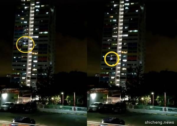 ◤新国启动断路器◢亮灯合唱为新加坡加油 手机从组屋掉下去了