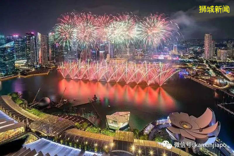 疫情笼罩2020新加坡国庆，绚烂烟花全岛怒放，祈祷平安，瘟疫退散