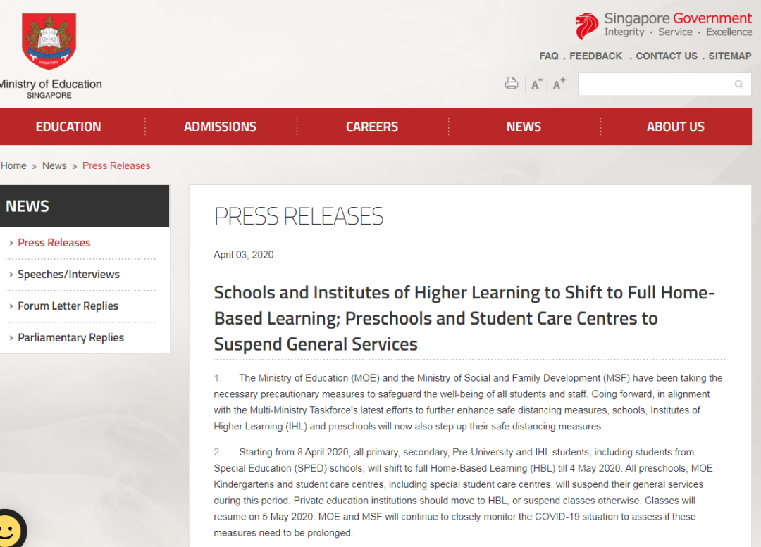 明天起新加坡学生全部居家学习，科文教育为停课学生提供线上课程