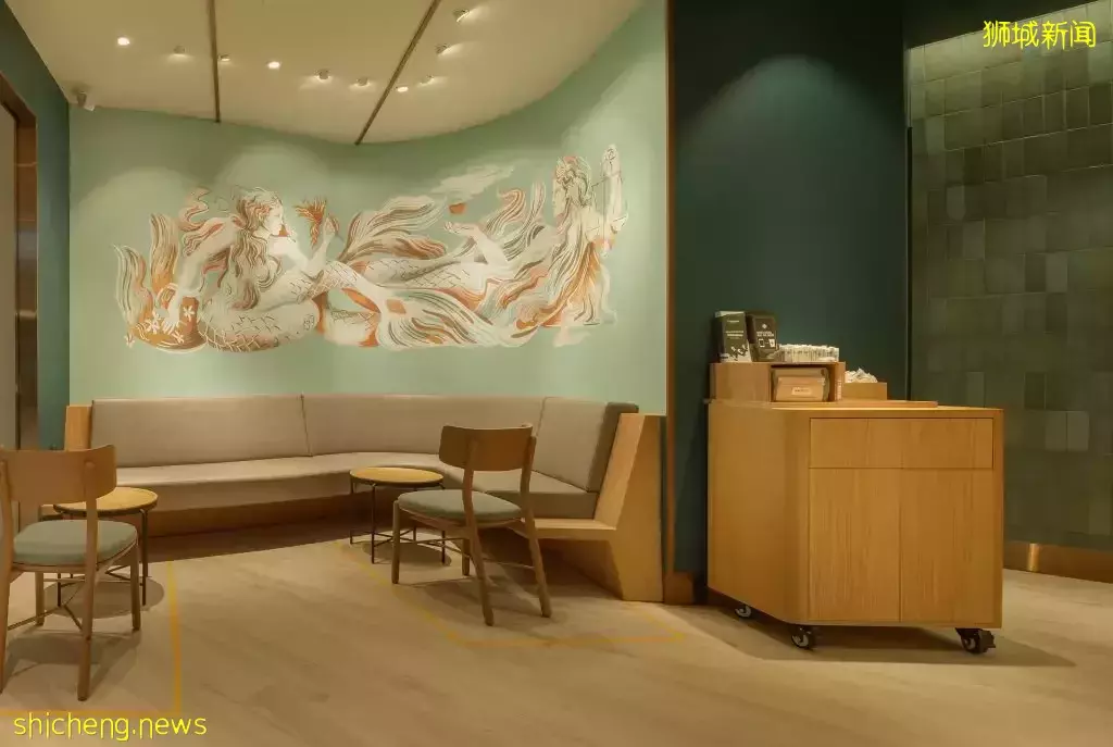 Starbucks Raffles City店换新址!小清新风格+美人鱼壁画,时尚简约的环境抢先看🎉