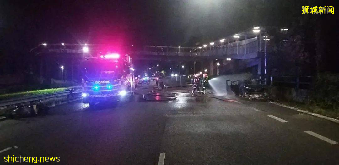 視頻曝光！新加坡多車連撞致1死6傷！羅厘側翻、小車起火濃煙滾滾