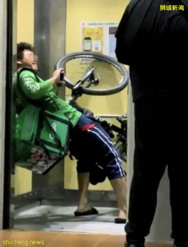 送餐員電梯內 人仰車翻 姿勢搞笑 顧客施援