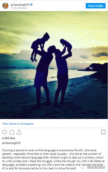 “因爲這是一門有用的語言” 新加坡國會反對黨領袖讓大女兒在幼兒園學華文