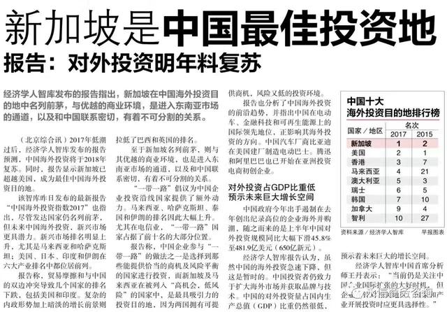 为什么新加坡是中国的最佳投资地