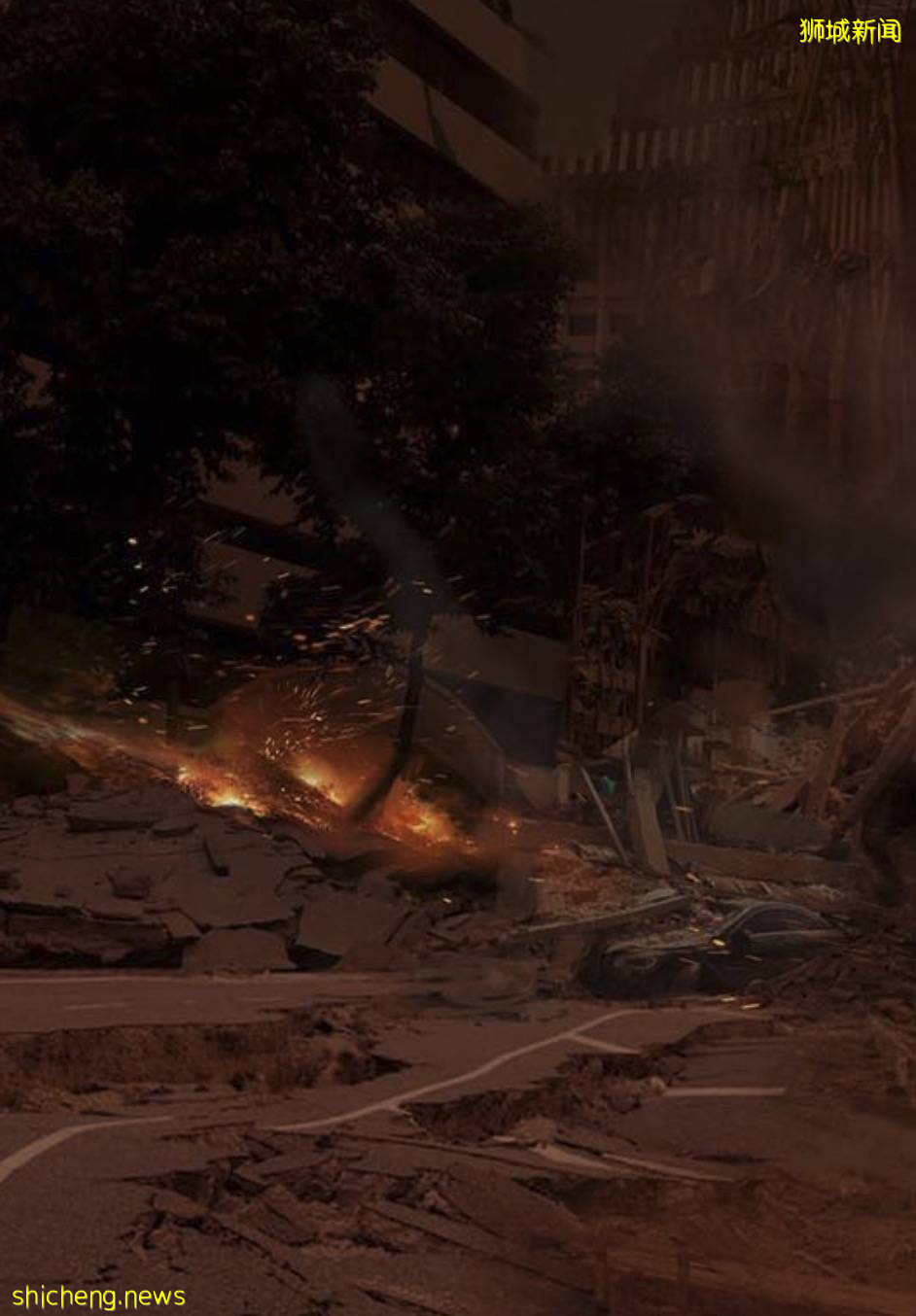 新加坡“遇襲”圖片遭瘋傳，驚現末日場景！魚尾獅斷頭、大樓被腰斬、市中心傾塌成廢墟