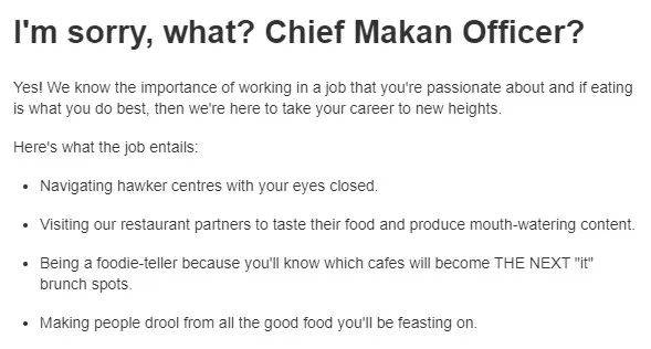 新加坡Food Panda招聘CMO，月薪1000新幣+5000新幣美食津貼，你來嗎
