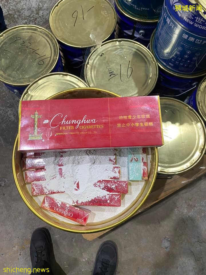 通关物品中18个油漆桶内发现大量漏税烟 被当局查获