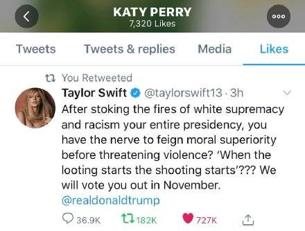 点赞超百万!就种族歧视问题,霉霉喊话特朗普“11月把你投下去”!