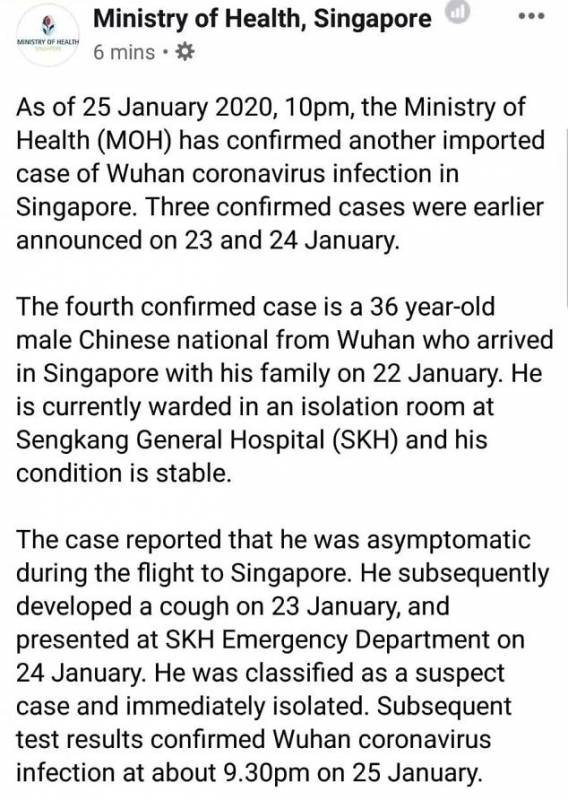刚刚！新加坡又1例确诊，共4例！疯传妈妈把孩子从马来西亚医院擅自带走