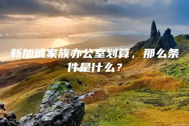 新加坡家族办公室划算，那么条件是什么