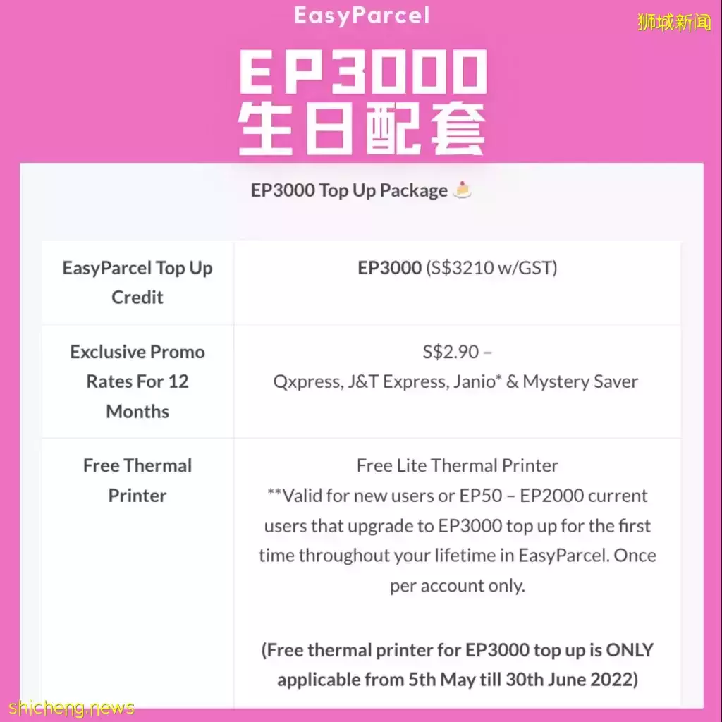 新加坡快递界的大黑马！超级生日庆典，全岛快递全免费，还送999纯金条和免费热敏打印机