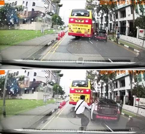 撞了又撞！德士与巴士相撞 疑司机忘换档 后退再撞车
