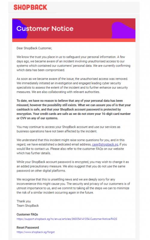 酒店预定平台RedDoorz顾客资料外泄;电子商务平台ShopBack系统遭未经授权者登入