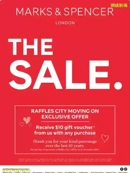 Marks & Spencer 结束营业, 清仓大拍卖最高“70%” + 送 $10 礼券