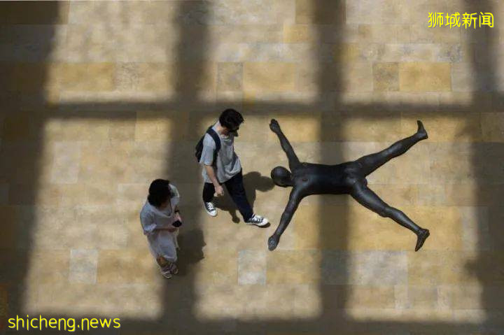 新加坡国家美术馆里这个焦黑躺平趴在地上的“躯体”,跟物理学和针灸穴位有啥关系