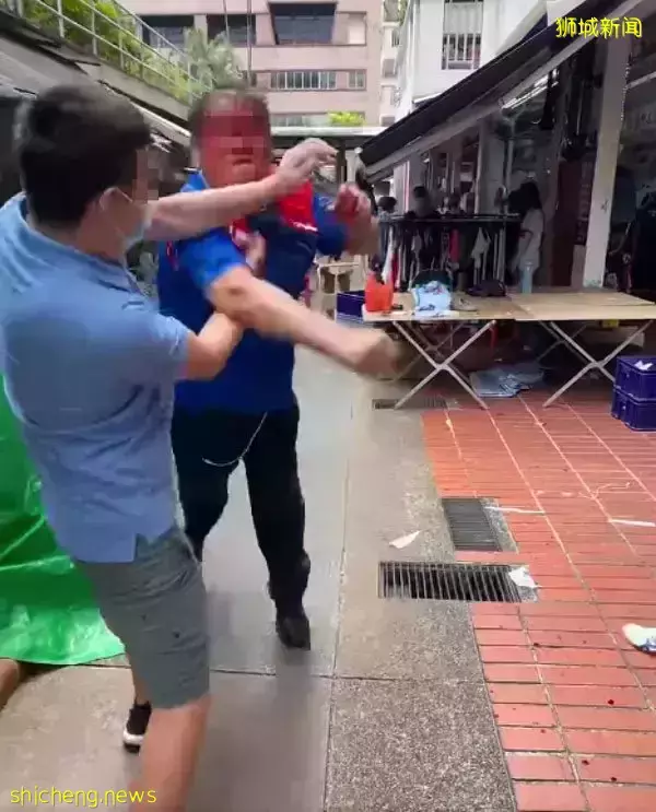 为一张桌子 瘦摊主扔碗 砸破胖叔头