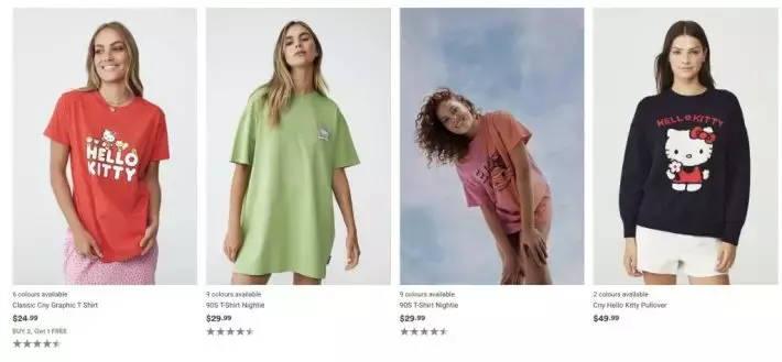 平价服饰Cotton On推出Hello Kitty合作系列,包括衣服、鞋子甚至还有穿戴甲片