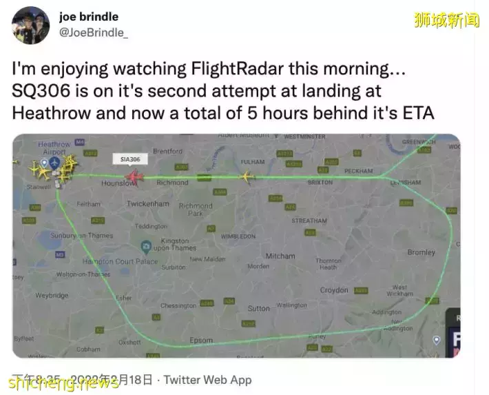 千钧一发!新航飞机在伦敦遭遇最强风暴惊险着陆