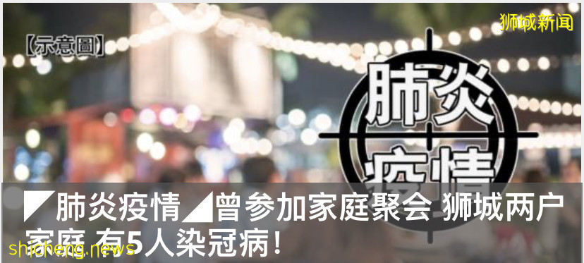 ◤肺炎疫情◢曾参加家庭聚会 狮城两户家庭 有5人染冠病