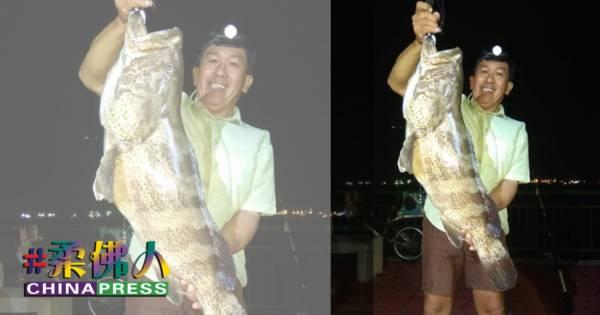 男子钓到“巨无霸”石斑鱼 “够我们一家吃很多餐了”