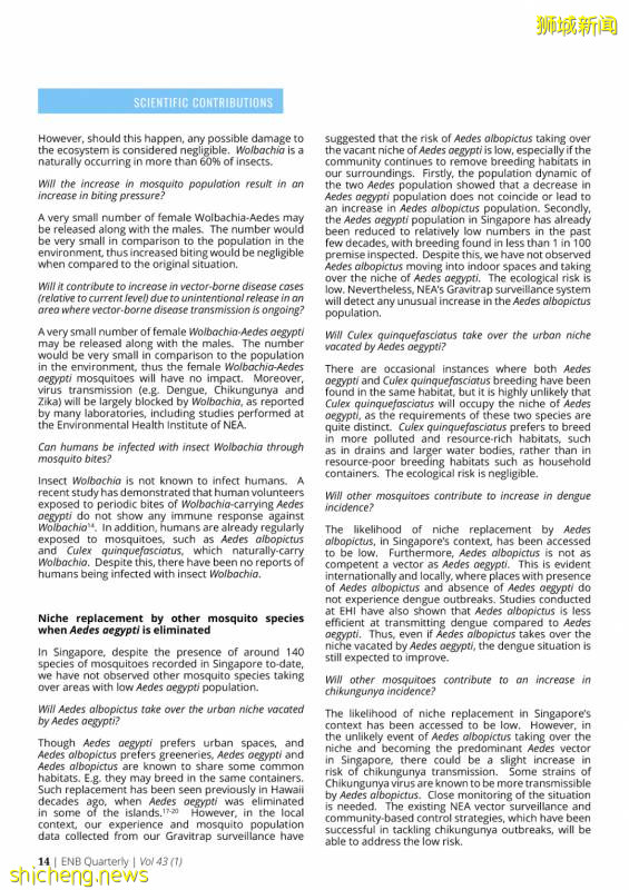 新加坡投放攜帶沃爾巴克菌雄蚊對抗登革熱