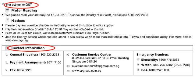 新加坡 教您学会看水电费账单