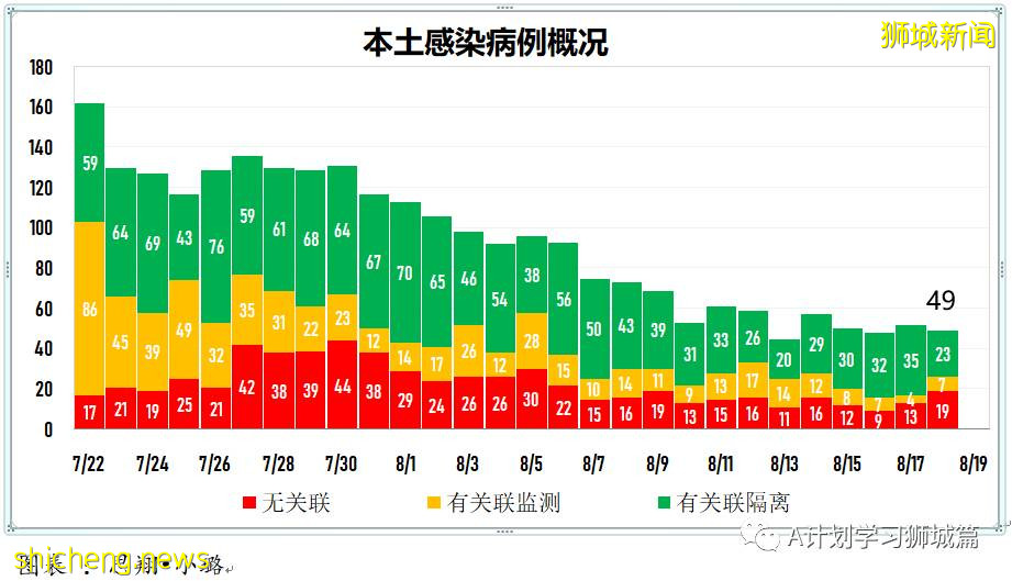 8月19日，新加坡疫情：新增32起，其中本土29起，輸入3起；公立培群學校一名小五生確診