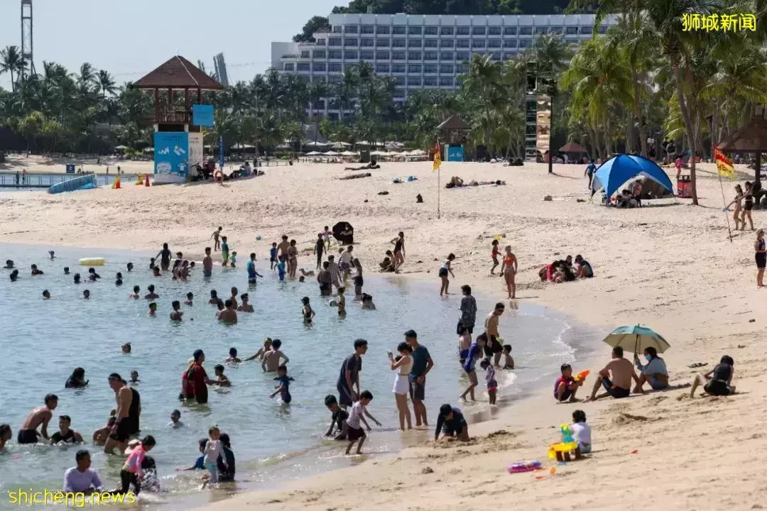 剛開放聖淘沙海灘周末人山人海,堪比疫前