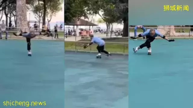 阿公身手不输少年 东海岸公园秀花式滑轮