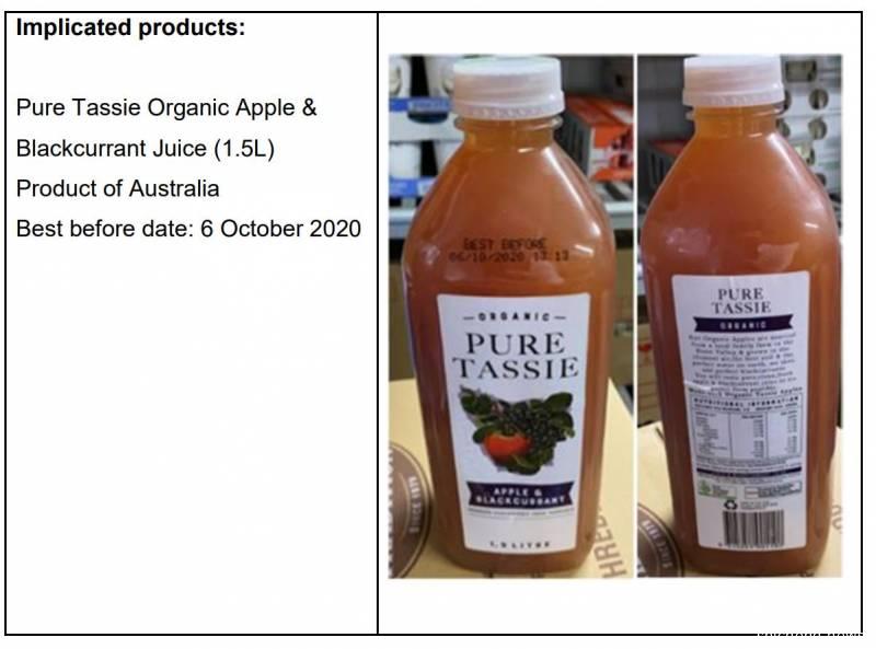 澳洲品牌Pure Tassie果汁棒曲霉素超标 食品局下令召回