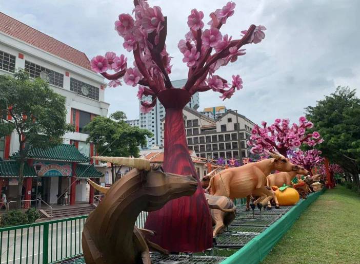 新加坡唐人街解鎖網紅打卡新姿勢,網友:滿滿的豐收味兒