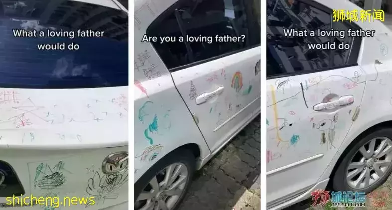爸爸放开手让自己的孩子为自己的爱车画画，“限量版” 的“无价艺术品”