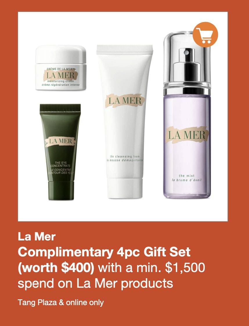La Mer送出400新幣豪禮！SK II, YSL等專櫃推出超值套裝！LEGO 7折！家居廚具4折起！通通疊加額外12%返現！TANGS會員日來啦