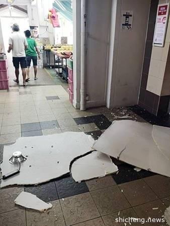 电梯前天花板突掉落 女子走慢一步就被砸中