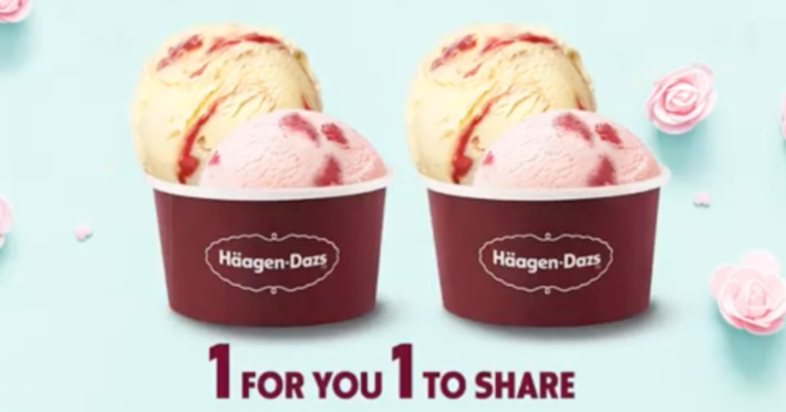 新加坡哈根达斯双球冰淇淋买一送一！我想独享两份冰激凌，别拦我~~