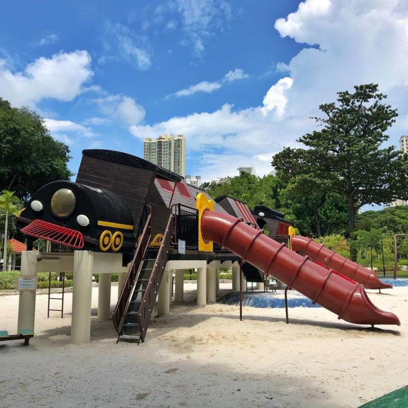 新加坡特色主題遊樂場🎠“Tiong Bahru Park”傾斜大火車、高空滑索、 沙灘遊樂場🤩 免費開放