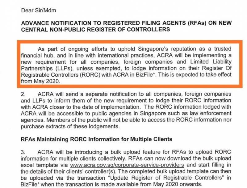 【重磅】注册局（ACRA）刚刚宣布了一个新政策，所有公司都受影响