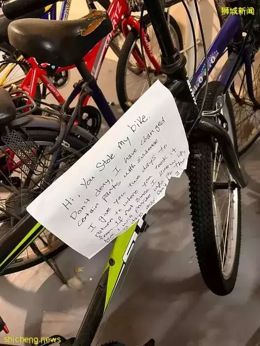 组屋楼下发现失窃脚车 网民“一张字条”令小偷2天后物归原主