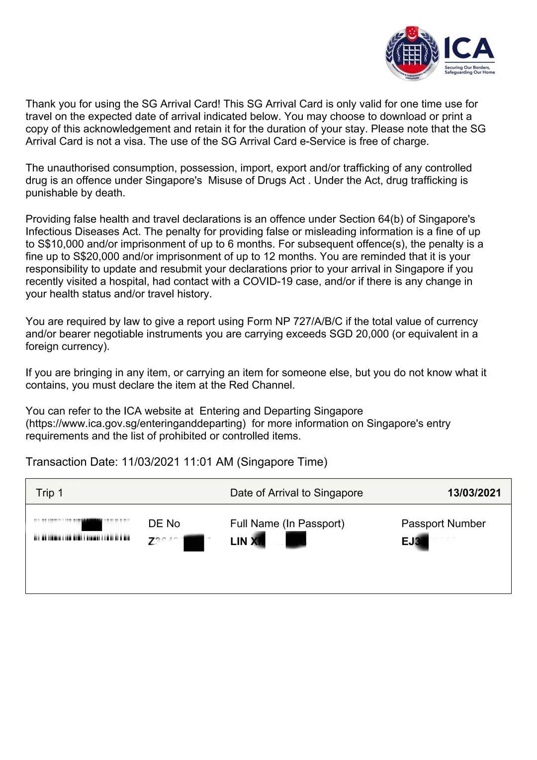 2021年新加坡最新入境温馨小贴士