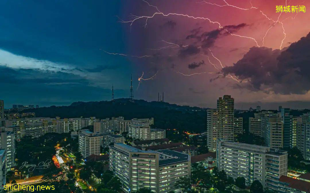 实拍新加坡奇异天象!黑云压境,闪电从天劈下