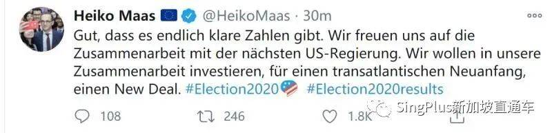 拜登當選美國總統!川普拒絕承認!美國駐新加坡大使發話了