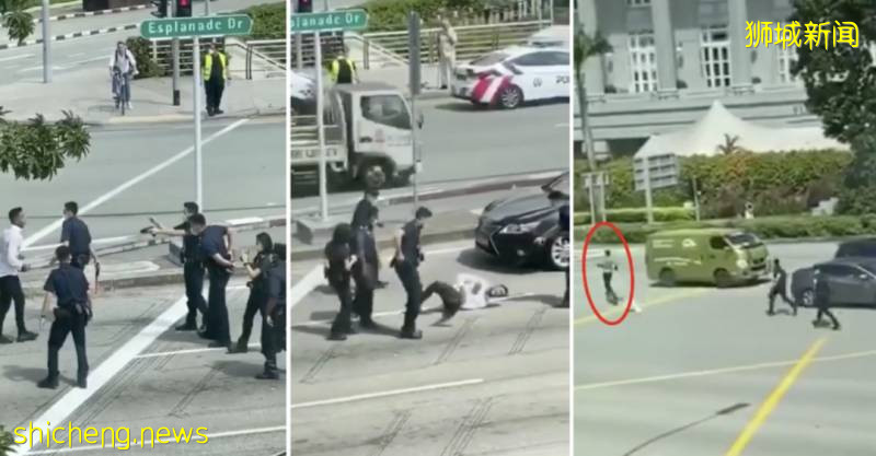 新加坡街頭上演“警匪大戰”!男子襲警後大街上到處逃竄