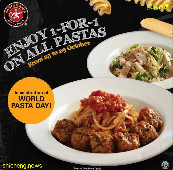 世界意大利面🍝日, PastaMania 所有意大利面买1送1 $3.60