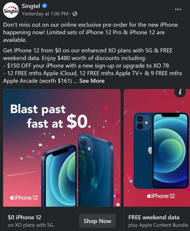 新加坡iPhone 12电信配套最强攻略!横向对比各大电信商配套Plan,挑选最适合自己的iPhone 12配套