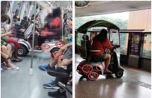 野?新加坡妇女骑“高尔夫车”进地铁?没人管吗?