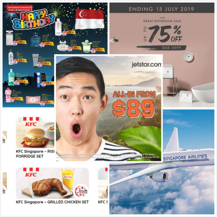 五星新航联手UOB推出机票优惠活动！全球30+目的地含税机票178新币起！KFC国庆优惠券新鲜出炉！6大套餐超值好价，有效期至9月30日！捷星航空机票闪促52新币起；Beauty Lounge推出国庆优惠；Hemsley卫浴用品促销 低至25折