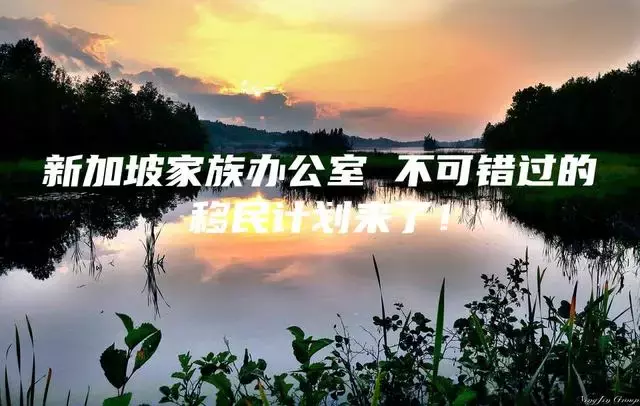 新加坡家族办公室 不可错过的移民计划来了