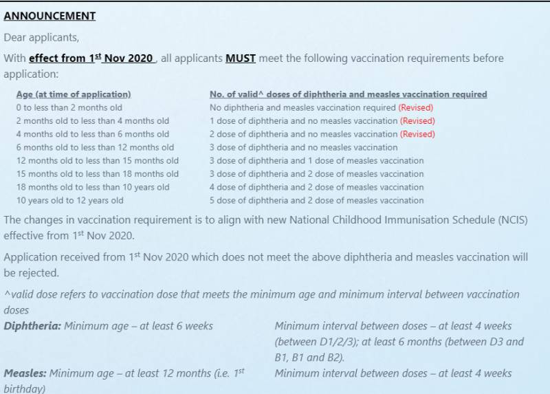 12歲及以下外國兒童入境新加坡的重要文件